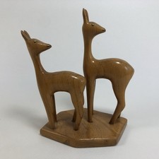 2 Holz Rehe auf Sockel Reh
